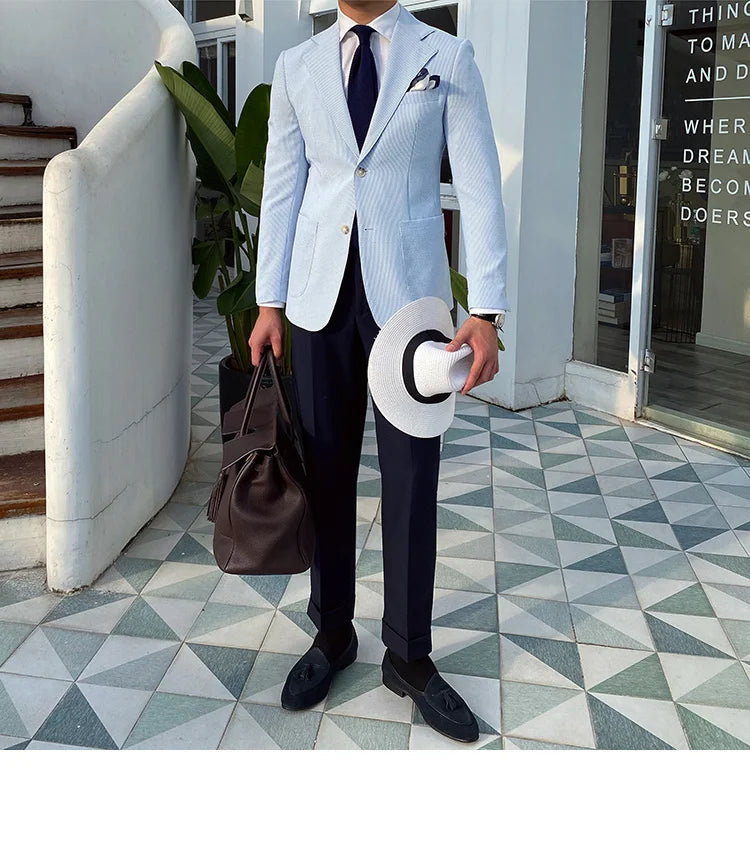 Traje de novio Royal Blazer para hombre, corte entallado, para fiesta, oficina, traje de un solo botón, chaqueta de traje para hombre, esmoquin para hombre 