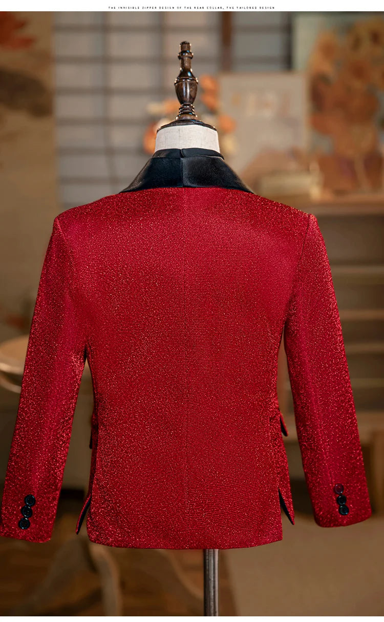 Ensemble de smoking à paillettes de luxe pour garçon avec nœud papillon et gilet - Parfait pour les mariages, les spectacles et les occasions spéciales ! 