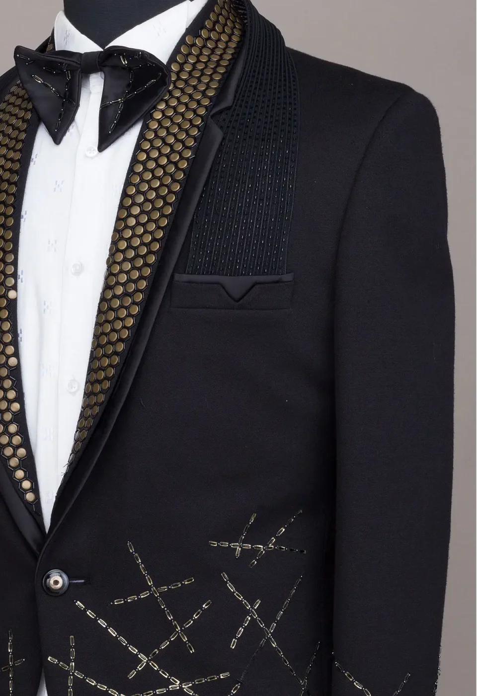 Formal Wedding Tuxedos Beading Beaded Shawl Lapel Men Suit 2 Piece Set Jacket Pants One Button Groom Business Blazers Customized