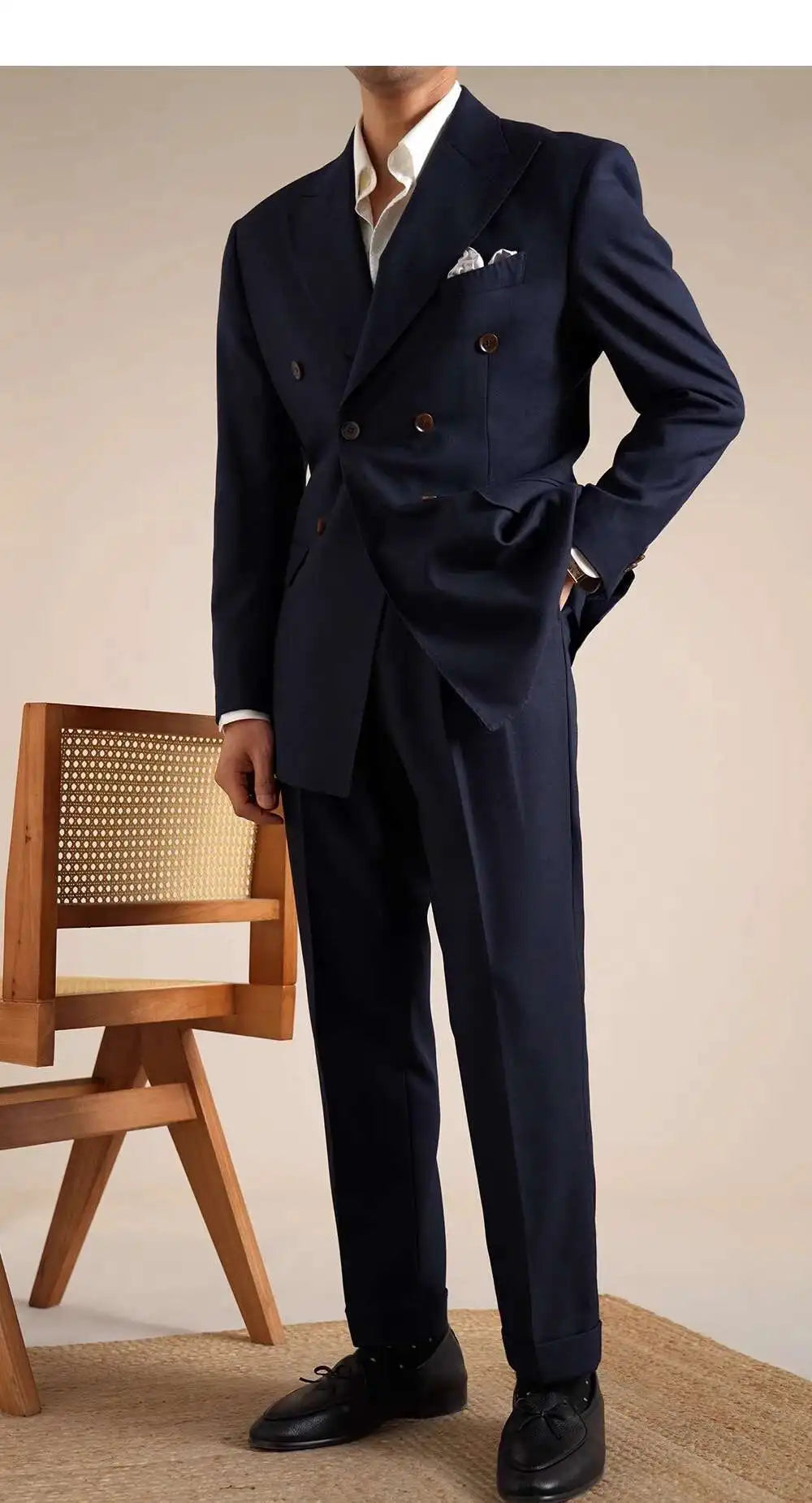 Double Breasted Wedding Suit Men Tuxedo Suit Smoking Homme Mariage Traje Novio Wool Italian Blazers Suit for Men's Business