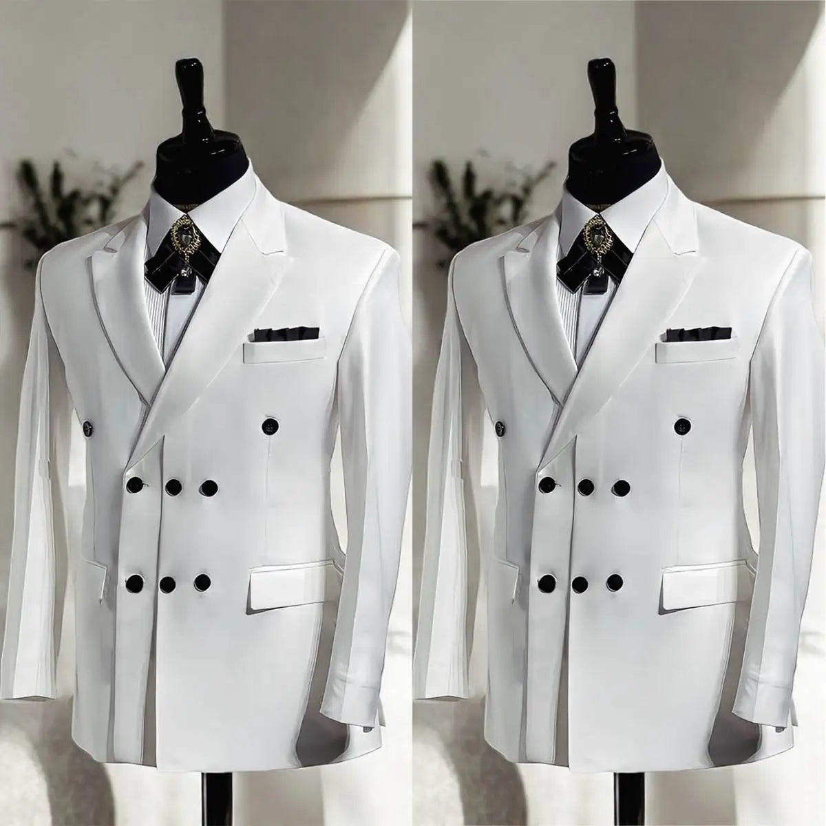Designer Men Wedding Suits Coat Peaked Lapel Three Breasted Tuxedos Groom Business Blazer Custom Made Only Jacket