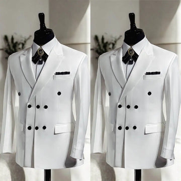 Designer Men Wedding Suits Coat Peaked Lapel Three Breasted Tuxedos Groom Business Blazer Custom Made Only Jacket