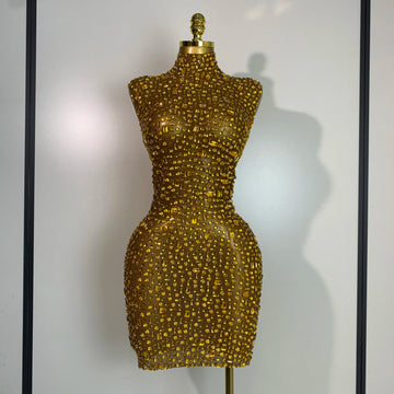 Robe courte sexy en maille scintillante pour femme, tenue de scène élégante, tenue de soirée, d'anniversaire, de discothèque ou de chanteur