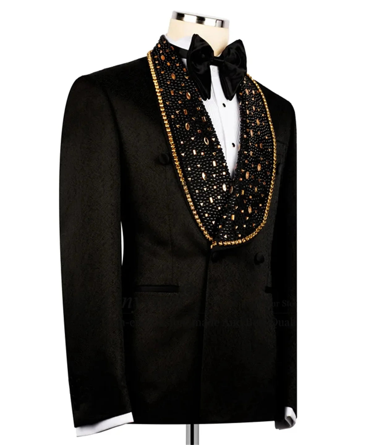 Crystal Men Wedding Suits Shawl Lapel Tuxedo Belt Groom Wear 2 Pcs Jacket Pants Business Evening Party Customized