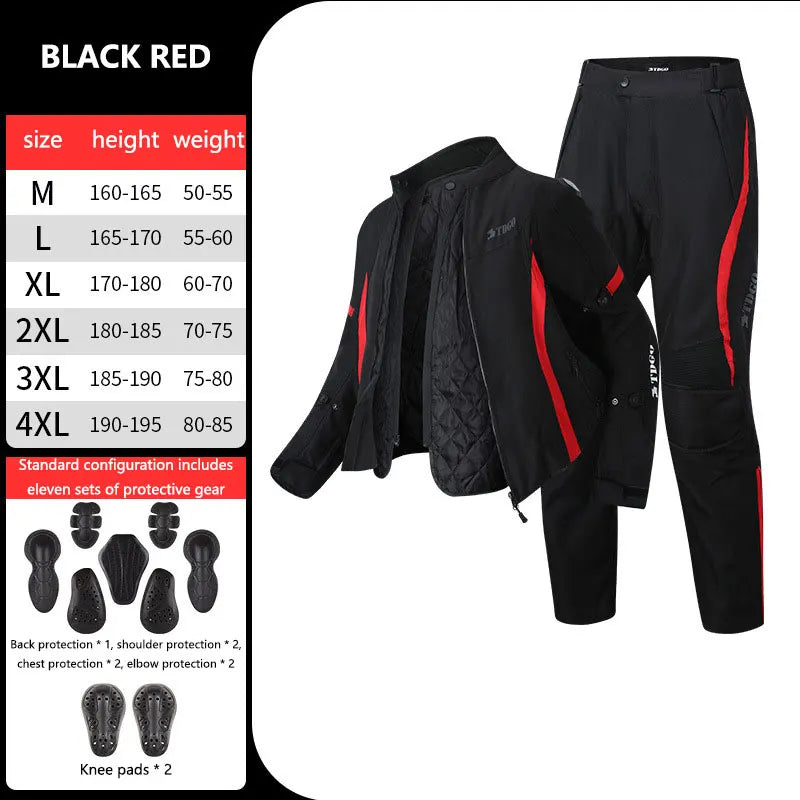 Men Motorcycle Jacket Waterproof Four Season Motorbike Overcoat Pants Reflective Riding Jackets Windproof Suits Removable Lining