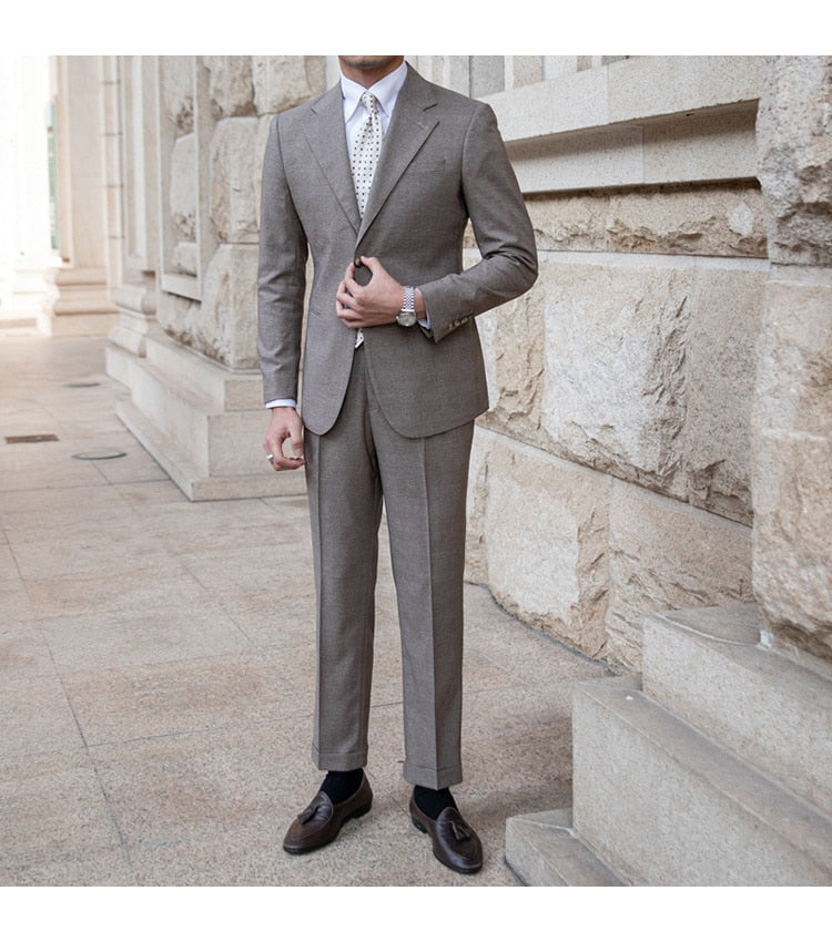 Wedding Suits For Men Solid Color Business Formal Casual Dress Suits 2 Pieces Office Work Party Prom Costume Homme