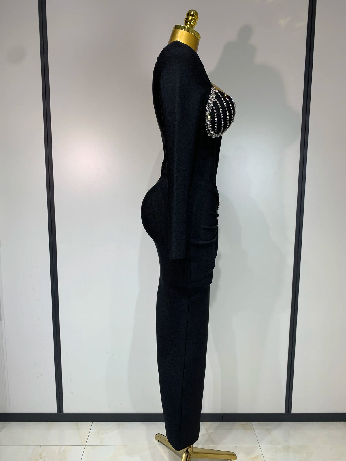 Women Sexy Luxury Sparkly Beading Bandage Dress Long Sleeve Bodycon Celebrity Party Elegant Evening Club Pary Dresses