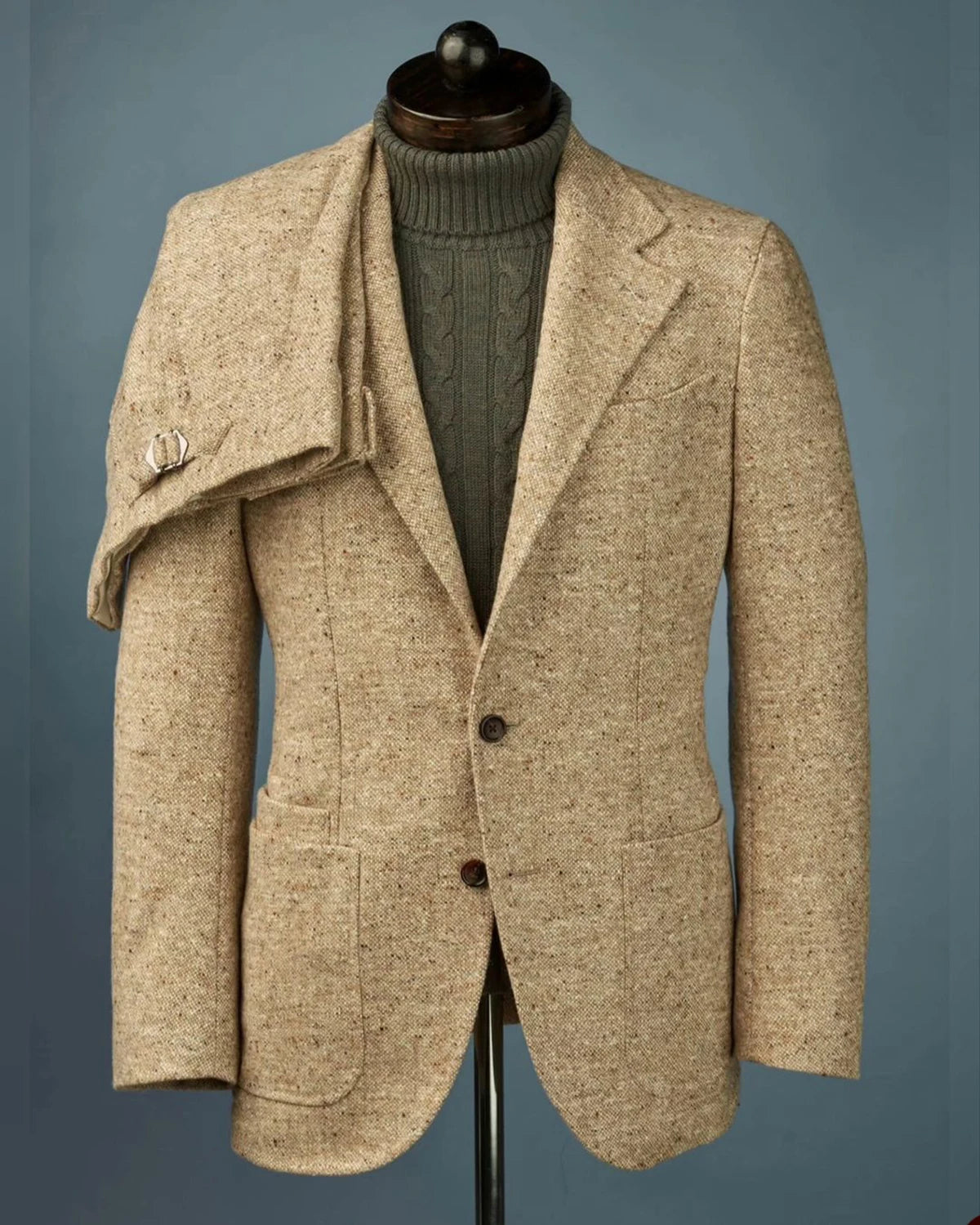 Tweed Wedding Suits for Men Slim Fit Groom Tuxedos 2 Pieces Set Outfits Birthday Party Wear
