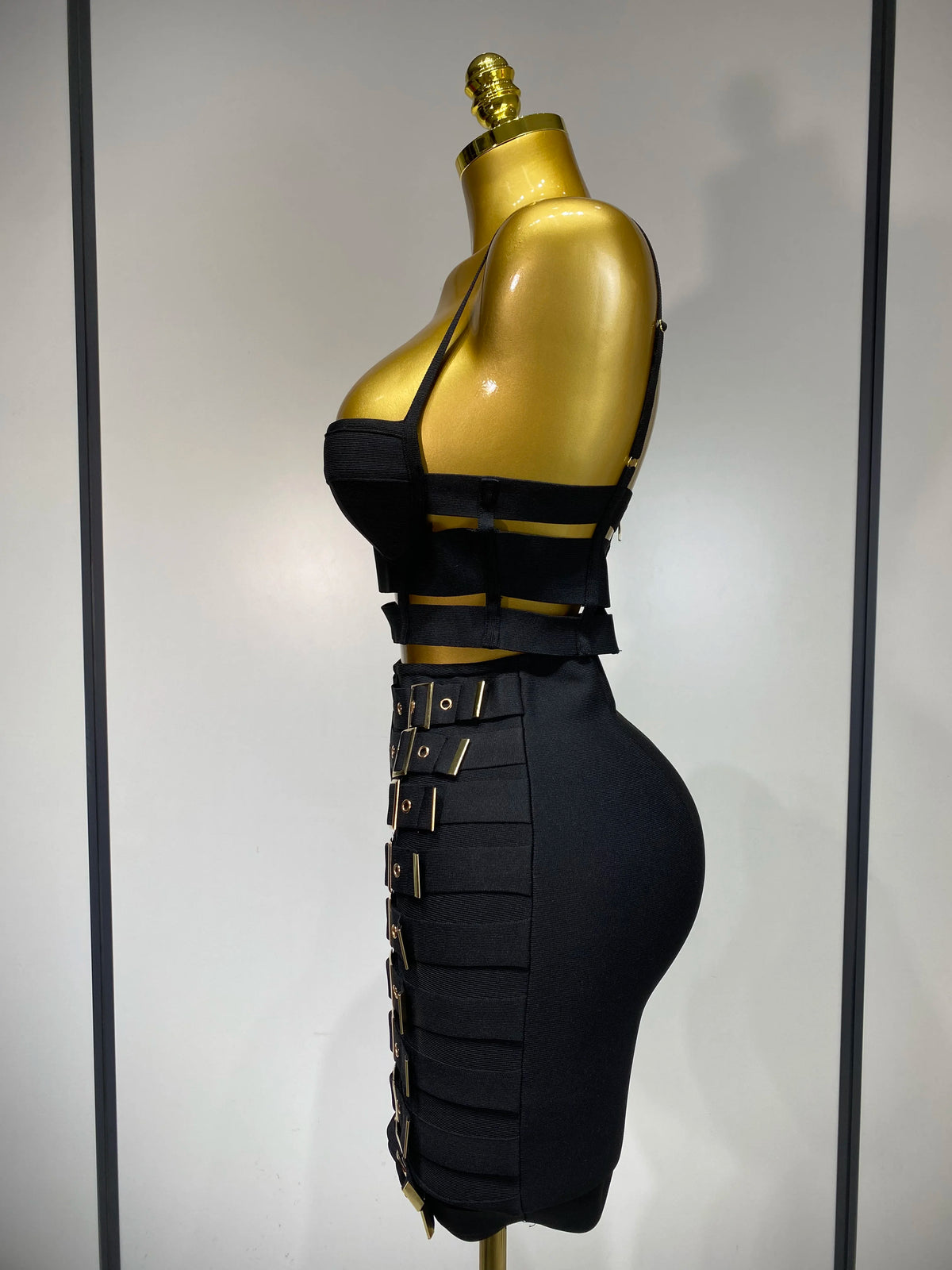 Women Sexy Black Cut Out Bodycon Bandage Skirt Two Piece Set Celebrity High Street Evening Birthday Club Party Outfits