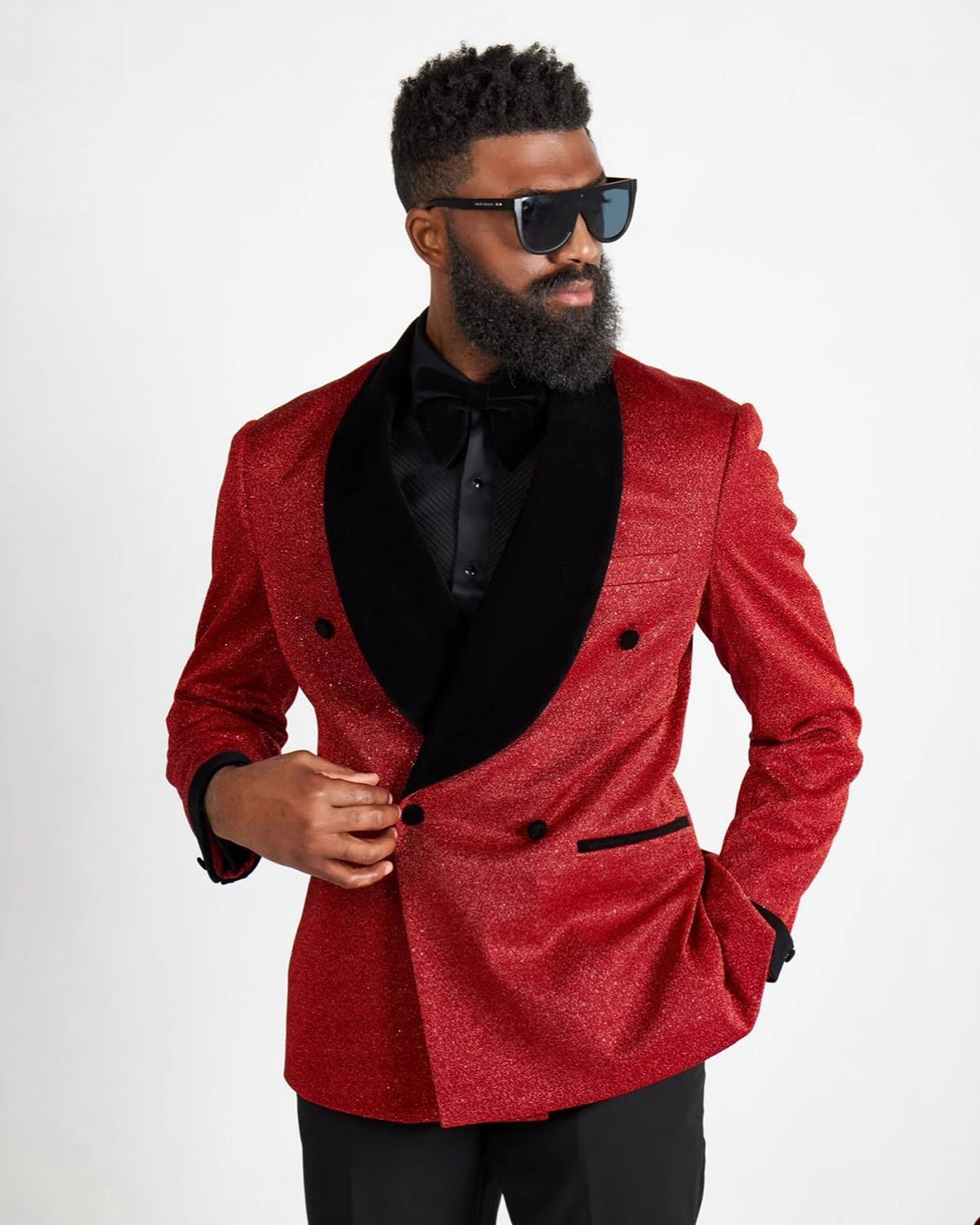 Fashion Wedding Men Suits Tuxedos Red Sequined Groom Wear Notched Lapel Formal Suit Custom Size 2 Pieces Blazer Pant Customized