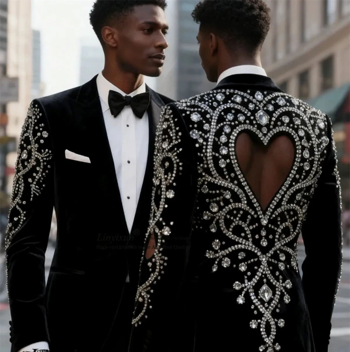 Luxury Rhinestone Wedding Suits 2 Pieces Blazer Single Breasted Prom Groom Evening Party Tuxedos Custom Made Costume Homme