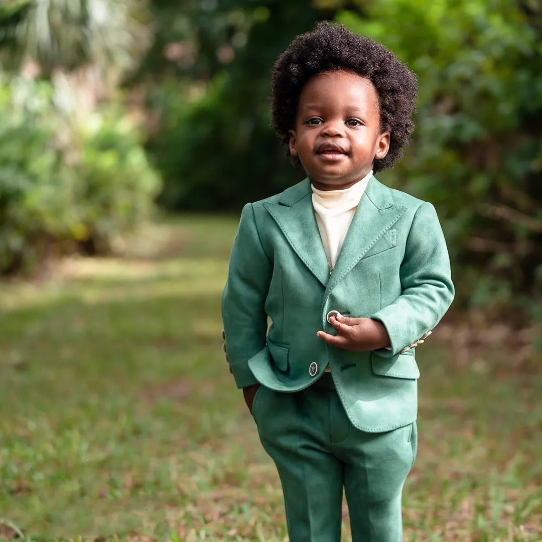 Tenues père et fils : blazer vert, robe de bal de mariage pour homme, smoking slim, ensemble 2 pièces, grande veste personnalisée (manteau + pantalon) 