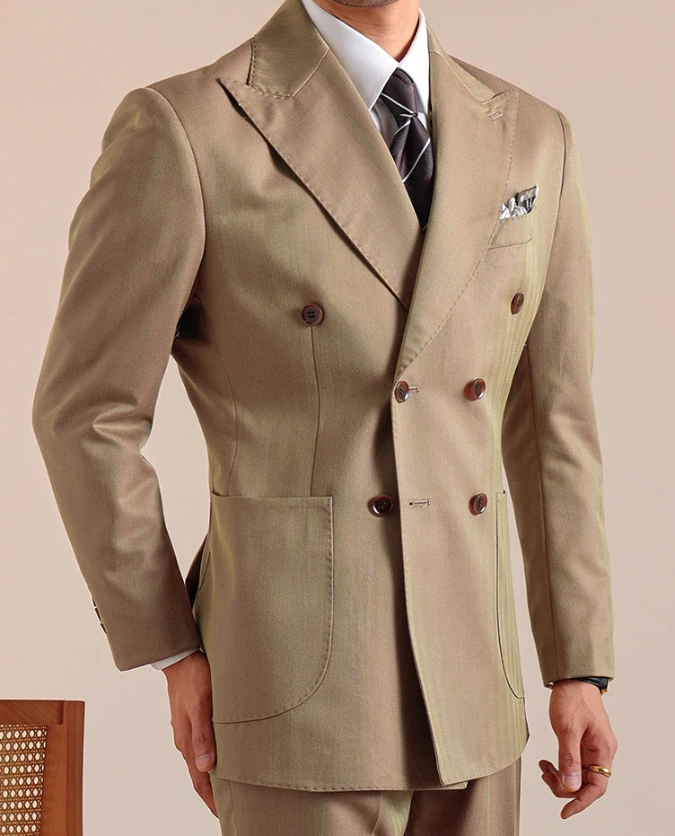 Italian Style Double Breasted Blazer Men Masculino Slim Fit Blazer Hombre Lapel Collar Casual Business Jacket Men Blazer