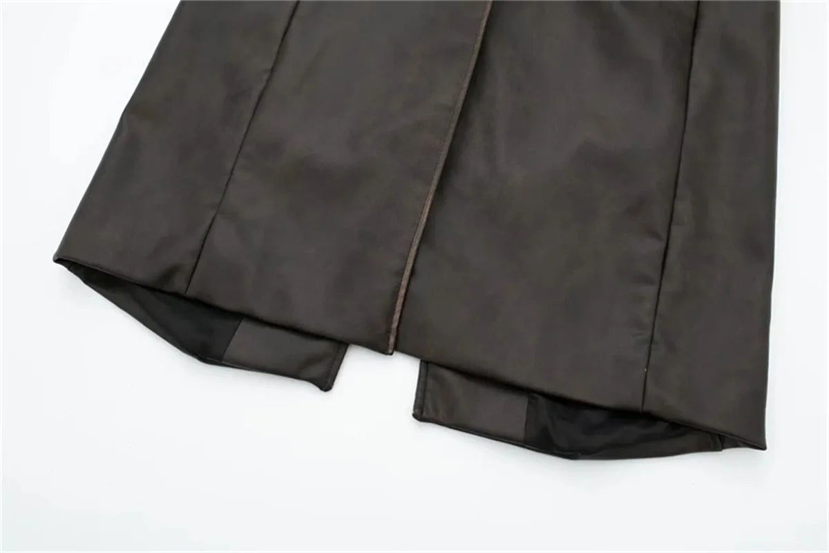 Winter Leather Women Suit Long Blazer with Belt Clothes Female Overcoat Business Work Wear Jacket Casual Hot Girl Coat