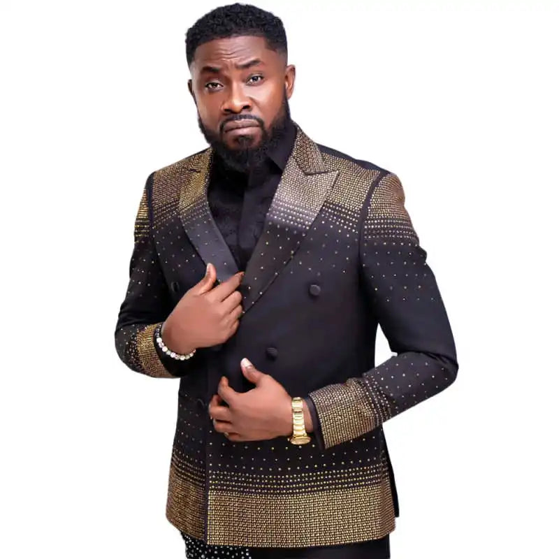 Costume de mariage scintillant pour homme, ensemble 1 pièce avec revers en pointe, veste de luxe, blazer de soirée, personnalisé