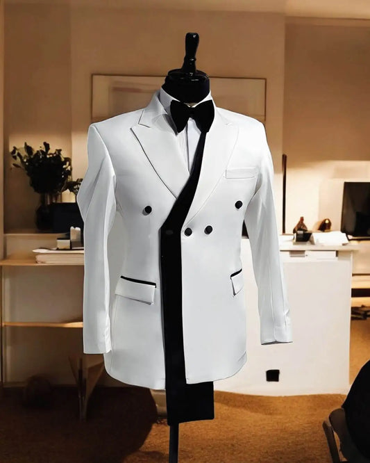 Fashion Men Wedding Suits Coat Peaked Lapel Double Breasted Tuxedos Groom Business Blazer Custom Made Only Jacket