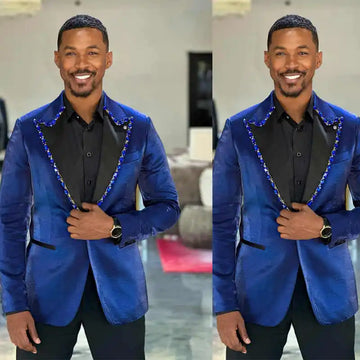 Royal Wedding Tuxedos Velvet Beaded 2 Pcs Groom Suit Luxury Peaked Lapel Jacket Pants Party Male Outfits Customized