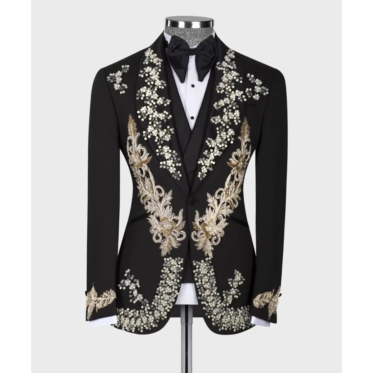 Customized Luxury Men Suit 2 Pieces Blazer Vest Tuxedo Appliques Sequins Beaded Slim Fit Wedding Groom Formal Occasions Prom