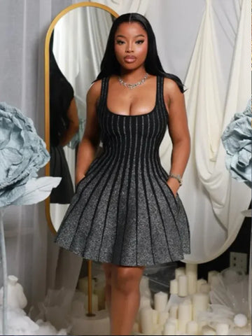 Gradient Dress Women Low-Neck 2025 Summer Trend Skinny Temperament Classic Elegant Birthday Parties Vacation Mini Bodycon