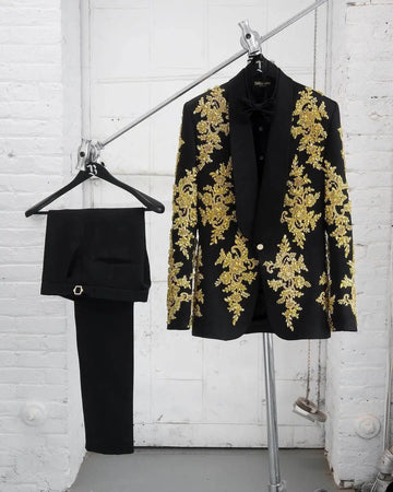 Gorgeous Men's Suit Crystal Shawl Lapel Blazer 2 Pieces Set Celebrity Outfits Coat Prom Formal Occasion Customized Jacket Pants