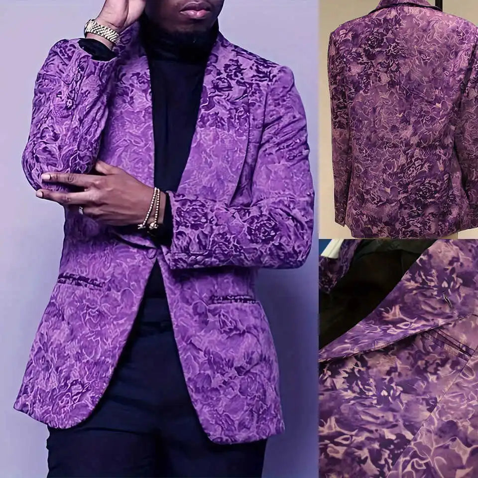 Bright Purple Wedding Tuxedos Jacqusrd 1 Piece Set Jacket Vintage Men Suit Shawl Lapel Single Breasted Party Suits Customized