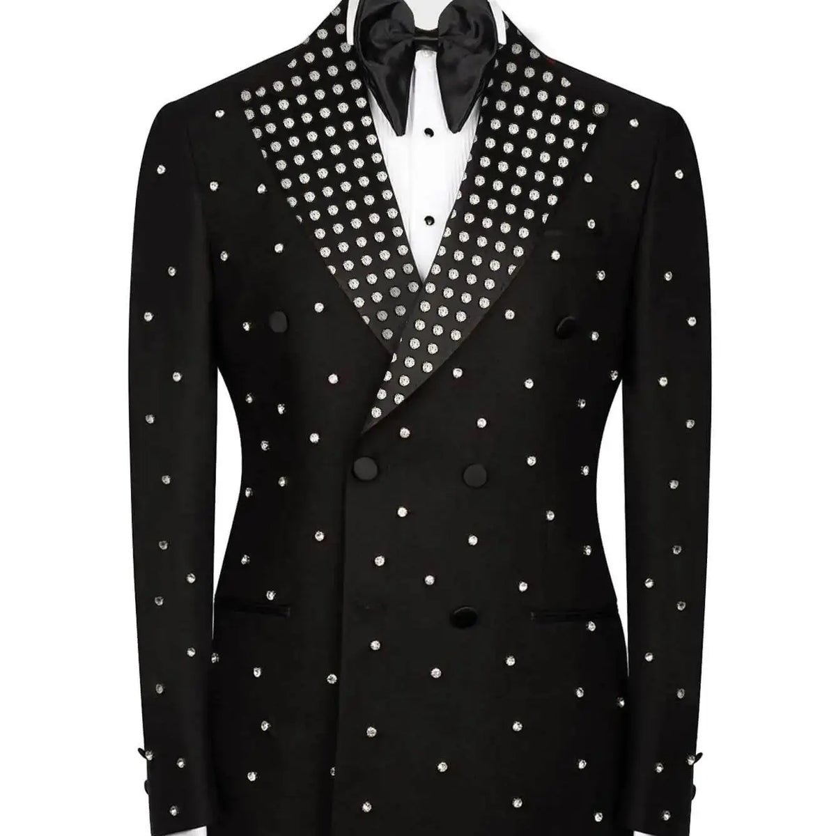 Handsome Beading Men Wedding Tuxedos Peaked Lapel Tailored Pants Suits Birthday Party Prom Groom Wear 2 Pieces Customized