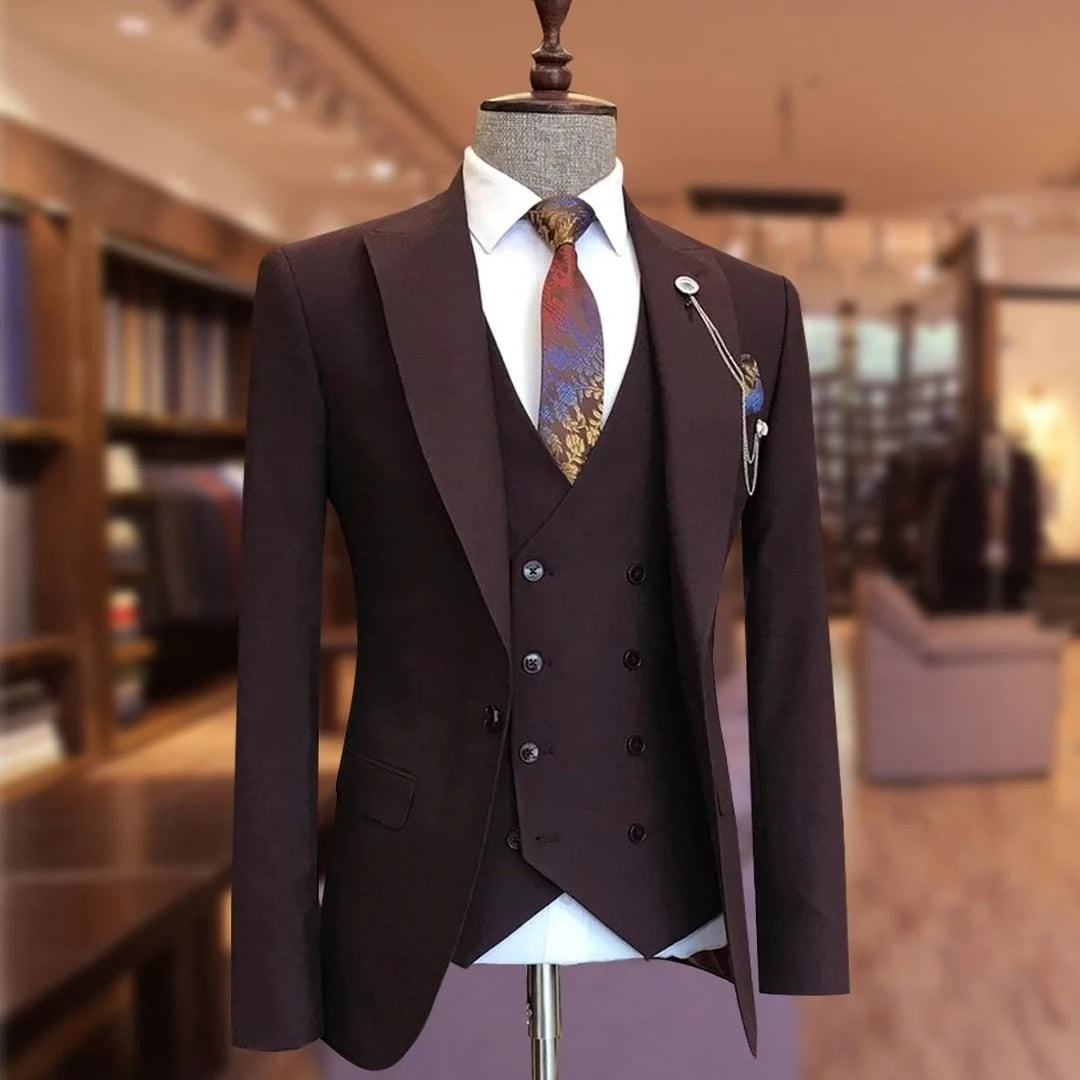 3 Pieces Ternos For Men Blazer Sets Wedding Dress Formal Business Jacket Vest Trousers
