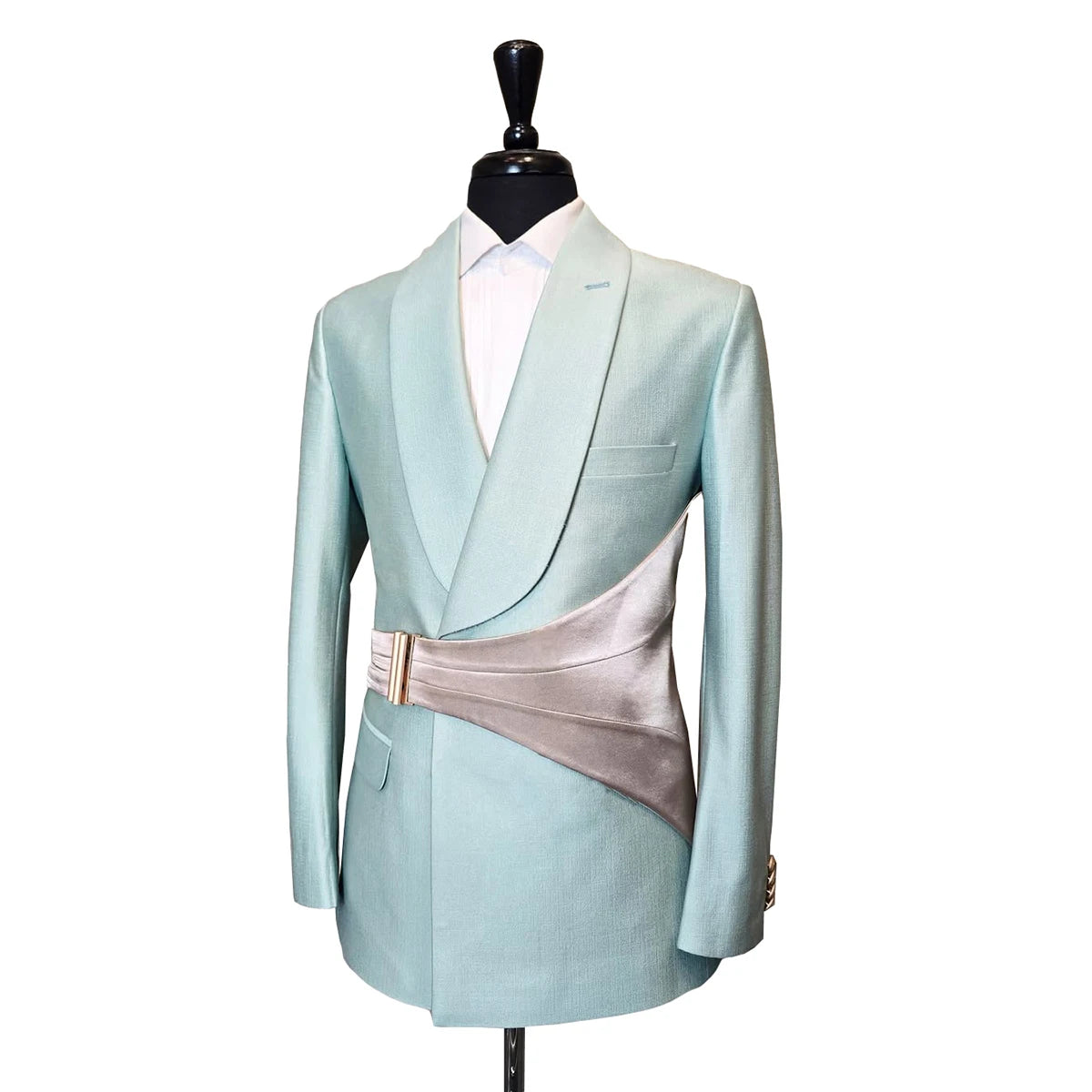 Unique Men Suits for Wedding Tailor-Made Shawl Lapel 2 Pieces Set Groom Blazer with Belt Customized Jacket Coat Pants