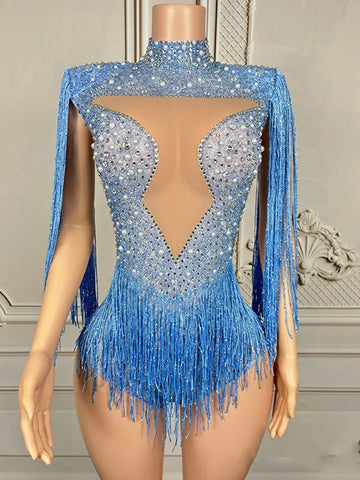 High Quality Hot Stamping Tassel Sexy Elastic Jumpsuit  New Fashion Custom Women'S Clothing