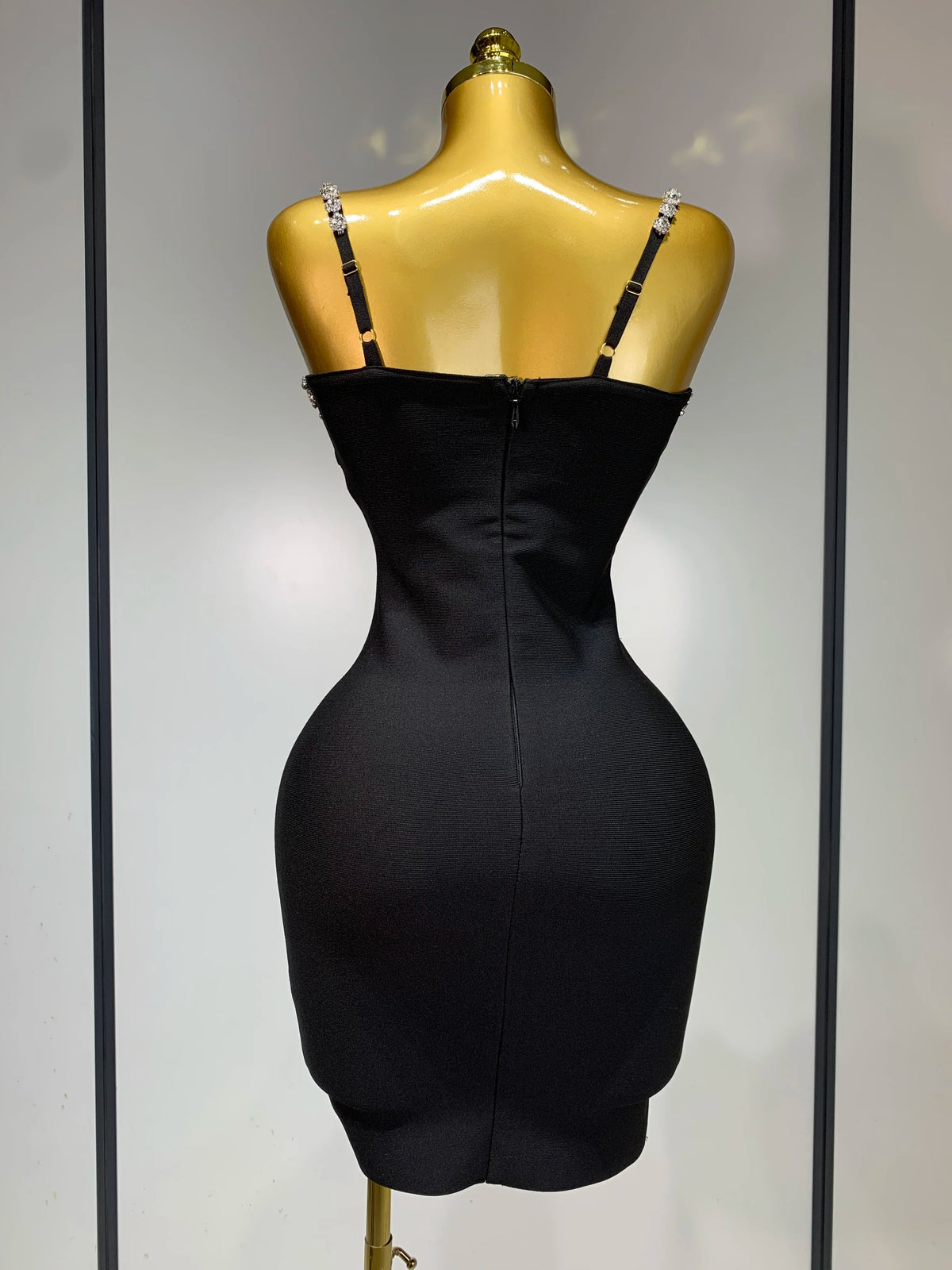 Women Sexy Sling V-neck Black Mini Bodycon Bandage Dress Luxury Celebrity Evening Club Celebrity Elegant Party Gowns