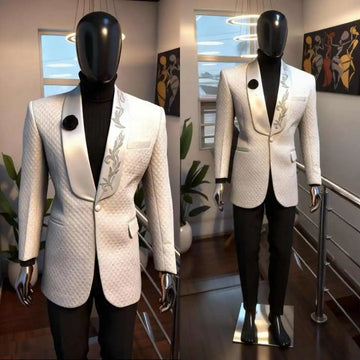 Gentleman Wedding Tuxedos Beaded 2 Pcs Jacket Pants Men Suit Elegant Single Breasted Evening Business Blazer Customized
