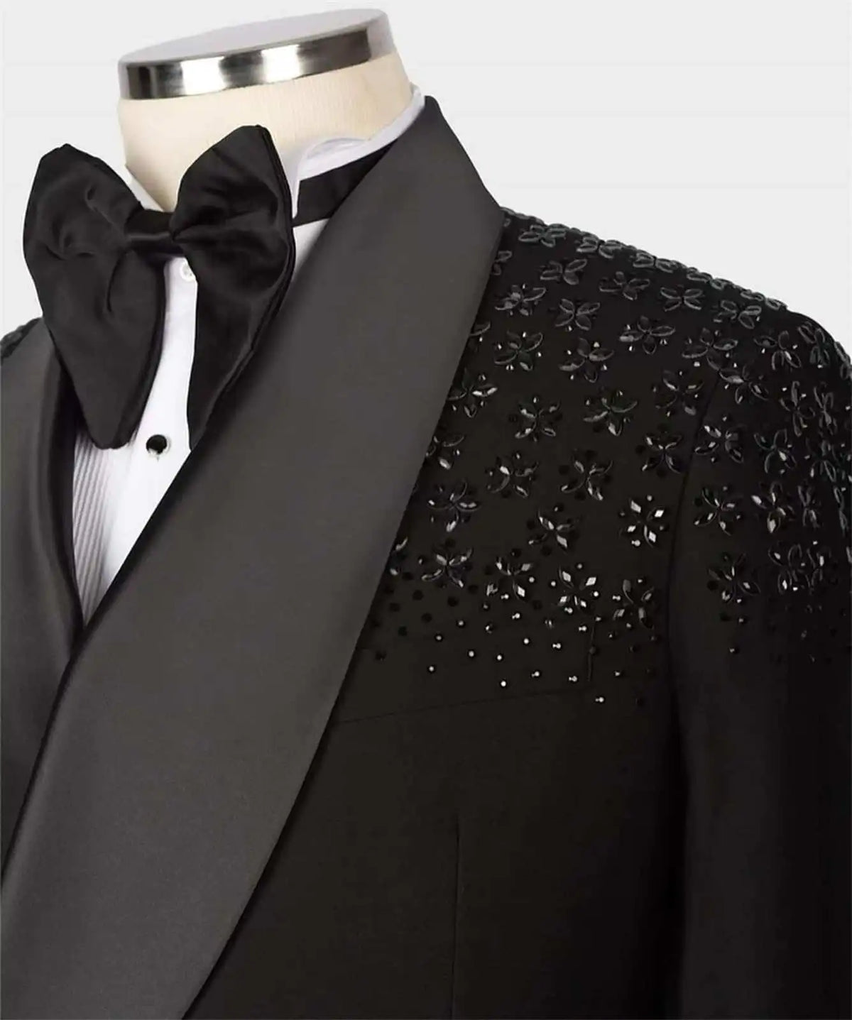 Sparkly Men Wedding Suits Crystal Shawl Lapel Double Breasted Tuxedos Groom Business Party 2 Psc Blazer Pants Custom Made