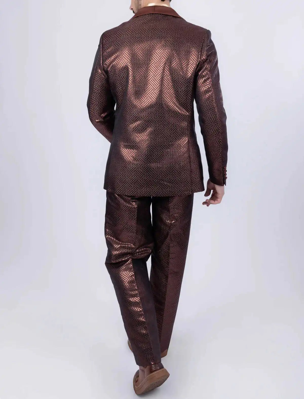 Classic Jacquard Men Suit Slim Fit 2 Pieces Blazer Pant Shawl Collar Wedding Groom Formal Occasions Customized