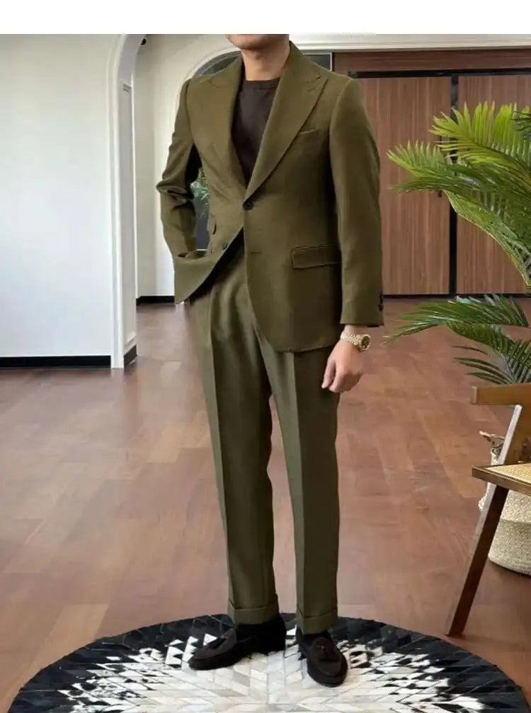 Business Dress Suit Wedding Suit for Men Versatile Casual Office Party Prom Costume Homme Green Men Tuxedo Suit