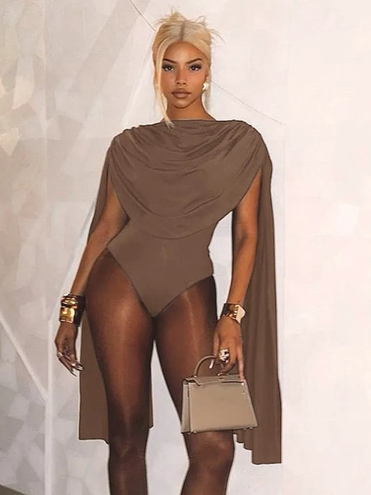 Chic and Elegant Tassel Swing Collar Bodysuit Women Hipster Sexy One Piece Rompers Spring Midnight Party Club Tops