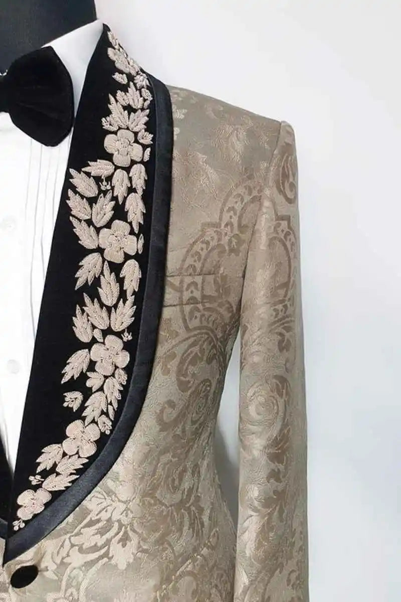 Classic Wedding Tuxedos Jacquard 1 Piece Set Jacket Formal Men Suit Shawl Lapel One Button Evening Suits Customized
