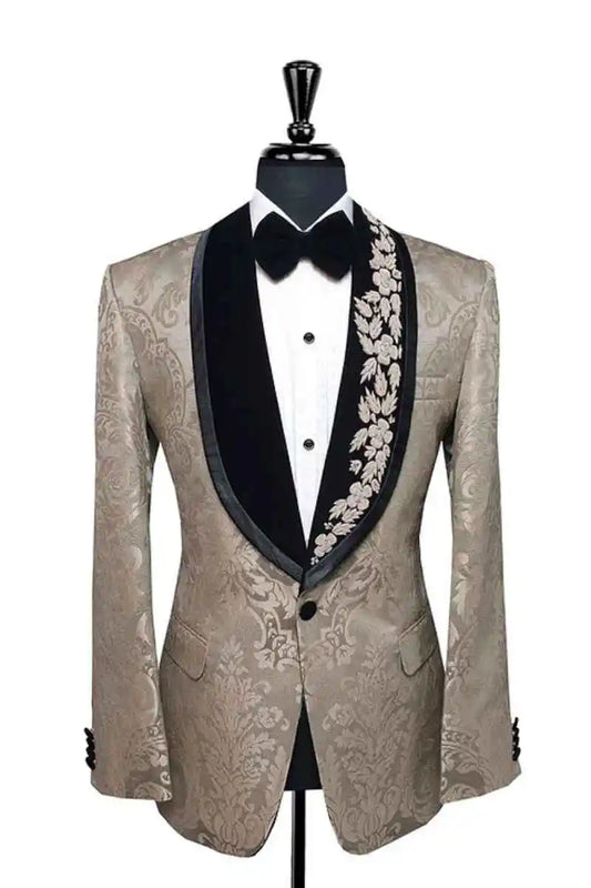 Classic Wedding Tuxedos Jacquard 1 Piece Set Jacket Formal Men Suit Shawl Lapel One Button Evening Suits Customized