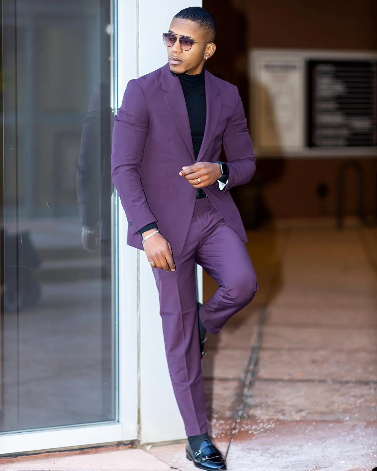 Elegant Men's Suits 2 Pieces Blazer Pants Peaked Lapel One Button Pure Slim Fit New Wedding Groom Custom Made Plus Size