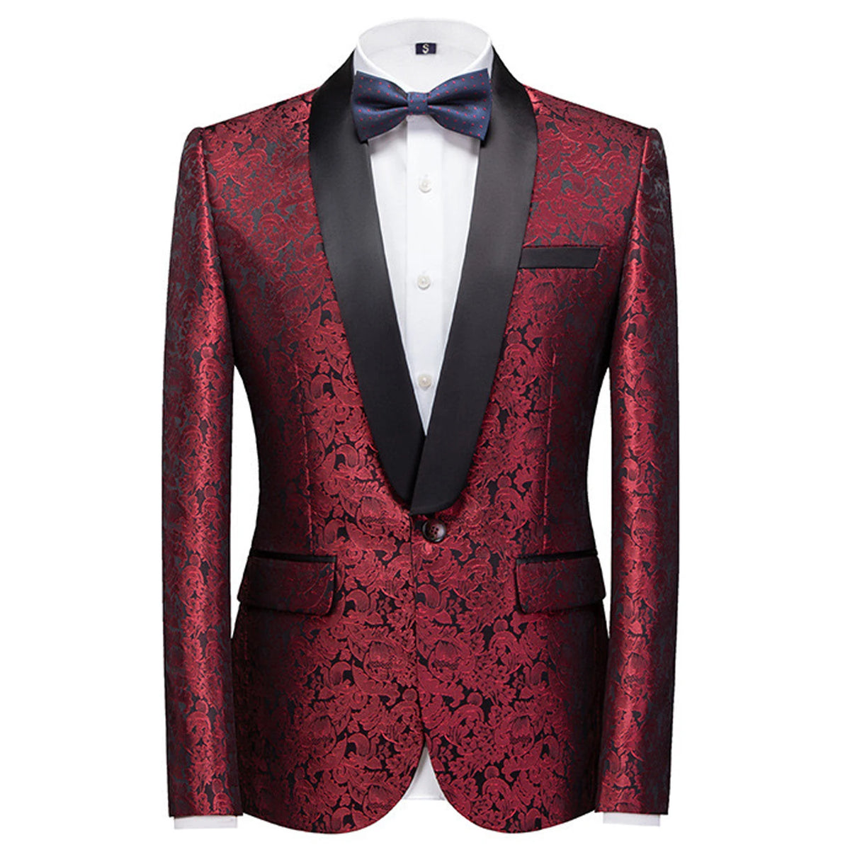 Ensemble élégant de smoking en jacquard pour homme avec revers châle pour mariages et événements formels