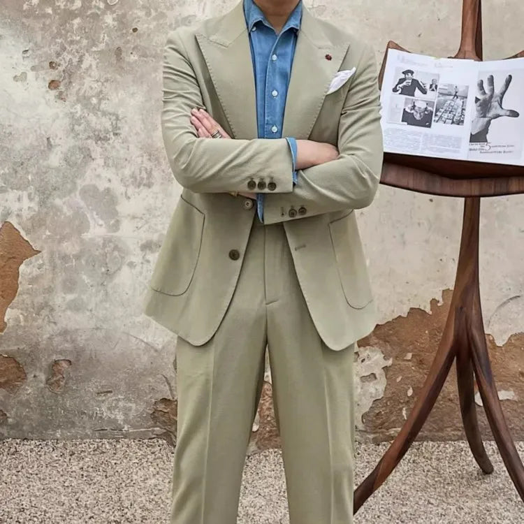 Ensemble deux pièces pour homme, blazer et pantalon, coupe slim, décontracté, tenue de travail, de soirée, de mariage