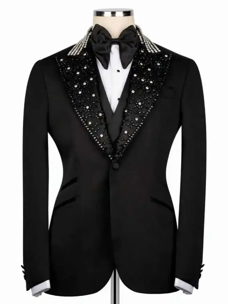 Luxury Wedding Men's Suits 2-Piece Blazer Beads Designer Customized Plus Size Wedding Tuxedo Party Prom
