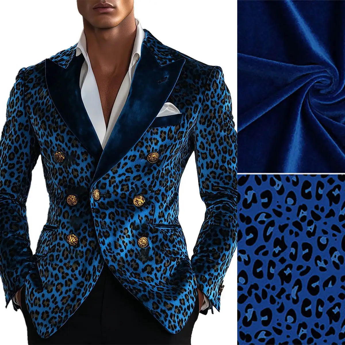 Modern Leopard Print Men's Suit Coat Notched Lapel Tuxedos Double Breasted Groom Wear Business Party Only Blazer Customized