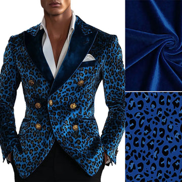 Modern Leopard Print Men's Suit Coat Notched Lapel Tuxedos Double Breasted Groom Wear Business Party Only Blazer Customized