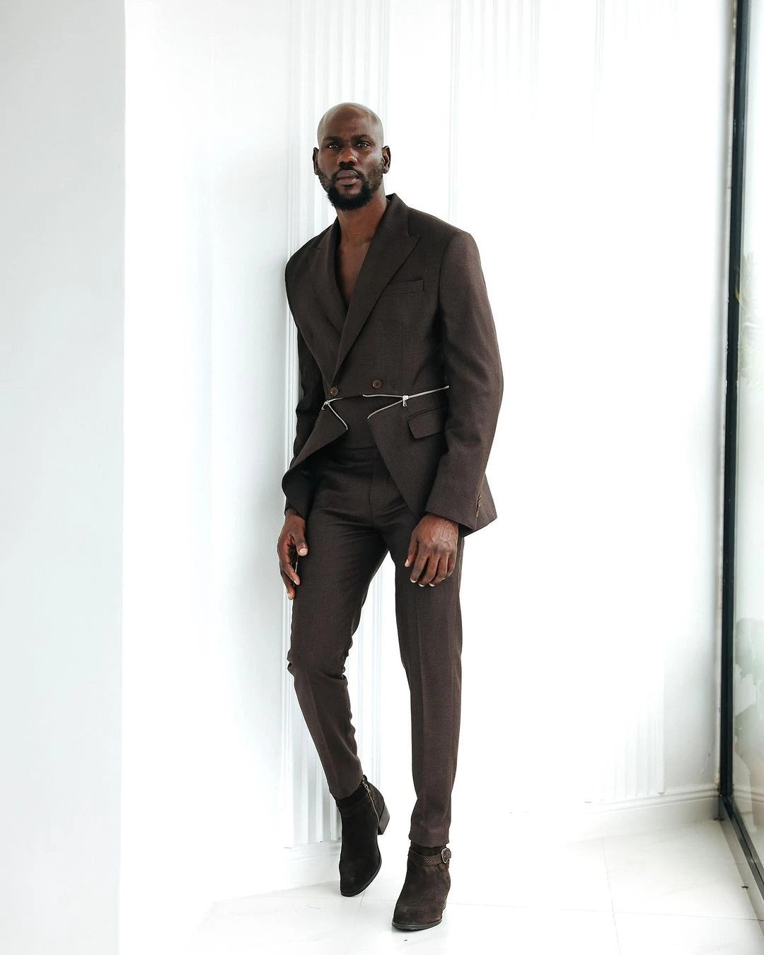 Fashion Show Men Suit Zipper Style New Jacket Comfortable Slim Fit 2-Pieces Tailor-Made Groom Formal Occasions Size Customized