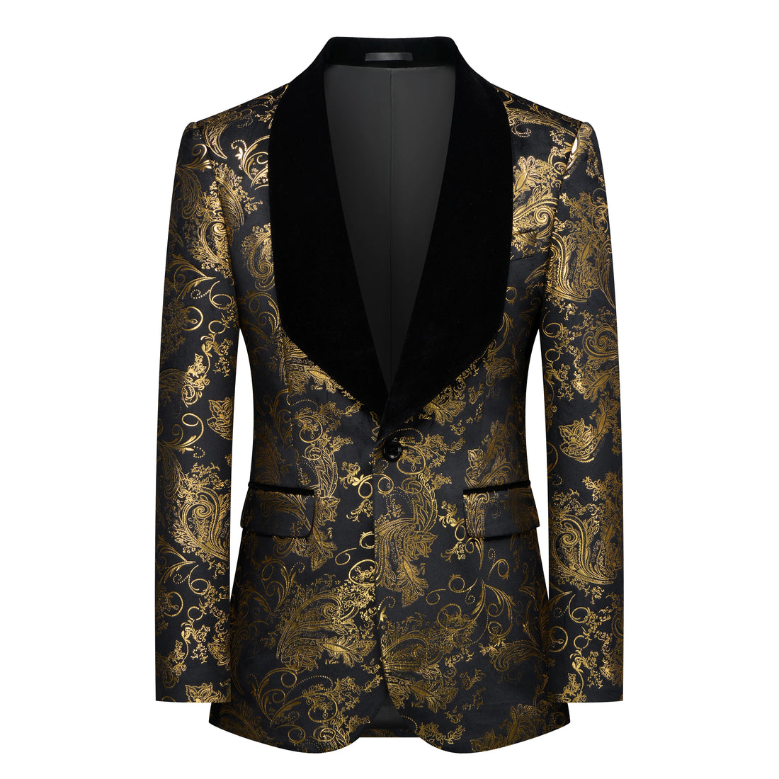 Vintage Men Suits 2 Pieces Set Tailor-Made Jacquard Jacket Blazer One Button Groom Customized Coat Black Pants