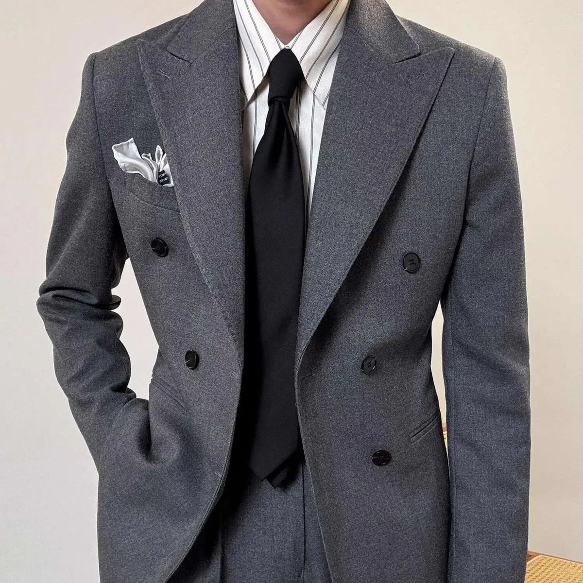 Italian Style Double Breasted Blazer Men Lapel Collar Casual Business Autumn Jacket Men Blazer Masculino Slim Fit Blazer Hombre