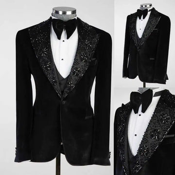 Velvet Wedding Tuxedos 1 Pcs Jacket Peaked Lapel Men Suits Fashion Single Breasted Groom Wear Party Suit Customized
