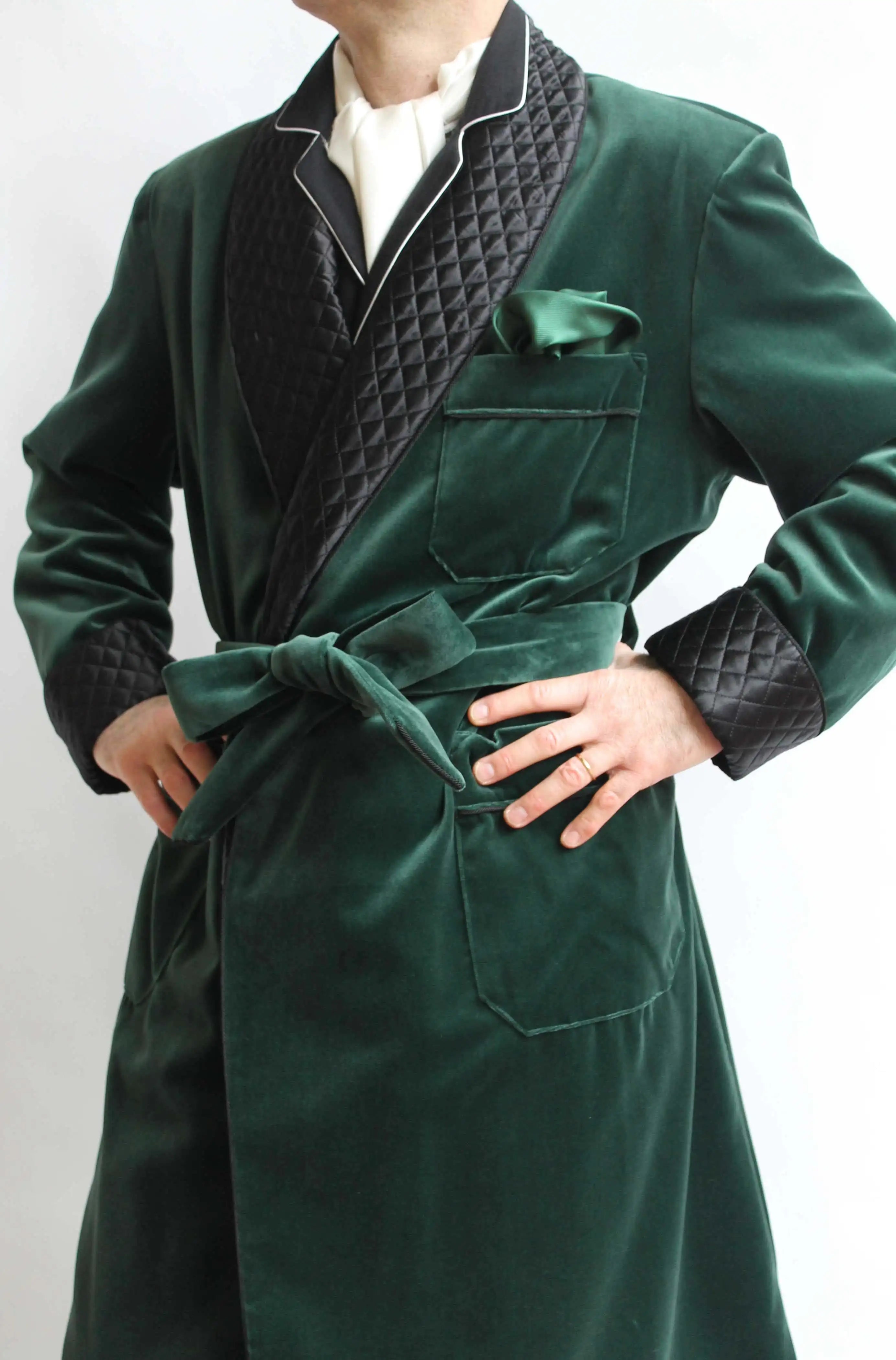 Vintage Men Velvet Smoking Suits Jacket Robe Shawl Lapel with Belt Tuxedo Blazer Jackets Custom Made