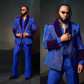 Modern Wedding Suits for Groom Shawl Lapel Double Breasted Tuxedos Evening Party Prom 2 Pcs Jacket Pants Customized