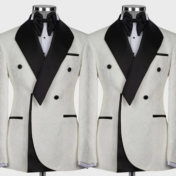 Men Suits for Wedding One Piece Coat Tailor-Made Jacquard Shawl Lapel Groom Blazer Double Breasted Customized Only Jacket